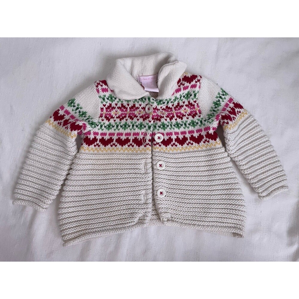 Dylan & Abby Baby Girls Size 6-9 Months 100% Cotton Striped Cardigan Sweater